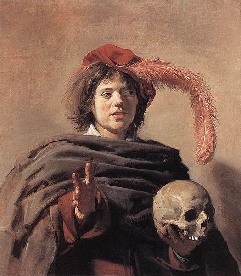 Frans Hals Young Man holding a Skull oil painting image